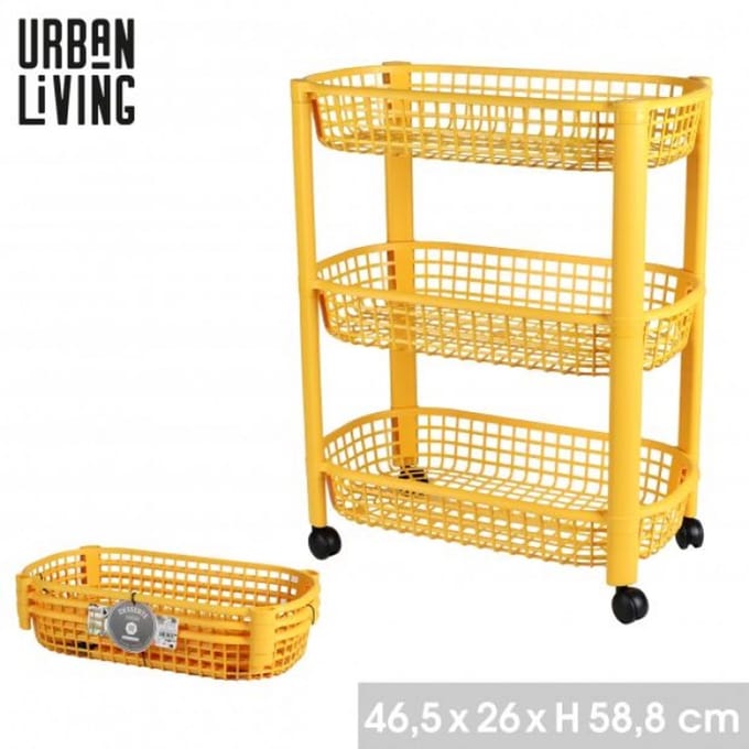 "LIBERTY" OPBERGTROLLEY MET 3 ETAGES MOSTERDGEEL 46,5 x 26 x H58,8 CM