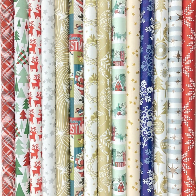 7 rollen Kerst Cadeaupapier assortiment 200 x 70 cm
