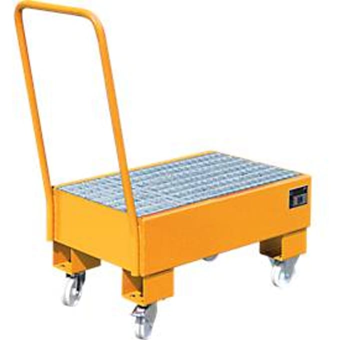 Lekbak, Type AW60-1 SR, verrijdbaar, oranje RAL2000