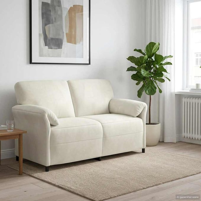 vidaXL - 2-Zits - Sofa - Crèmekleurig - 158 - x - 83 - x - 95 - cm - Fluweel