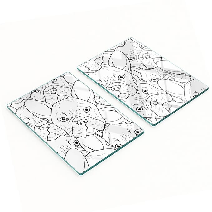 Multifunctionele decoratieve glazen borden met bulldogprint 2x40x52 cm