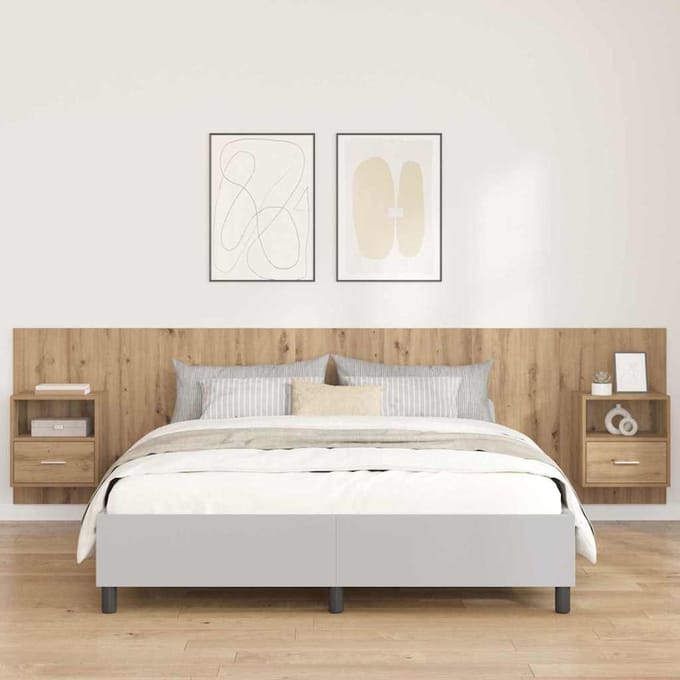 vidaXL - Hoofdeinde - Met - Kast - 3 - st - Artisan - Eiken - Bewerkt - hout