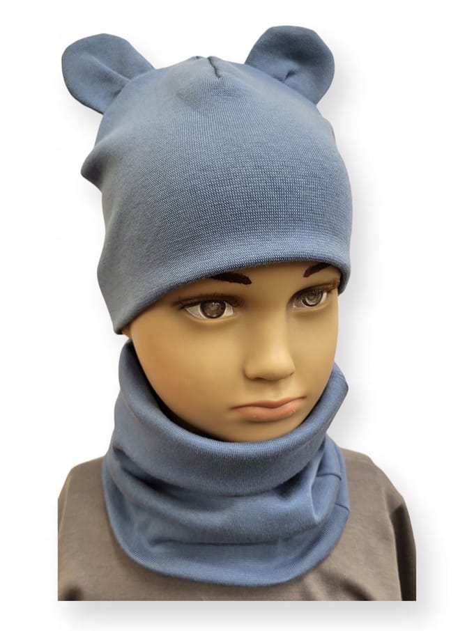 Dartomik - Kinder Set Hoed en Sjaal - Oren - Blauw
