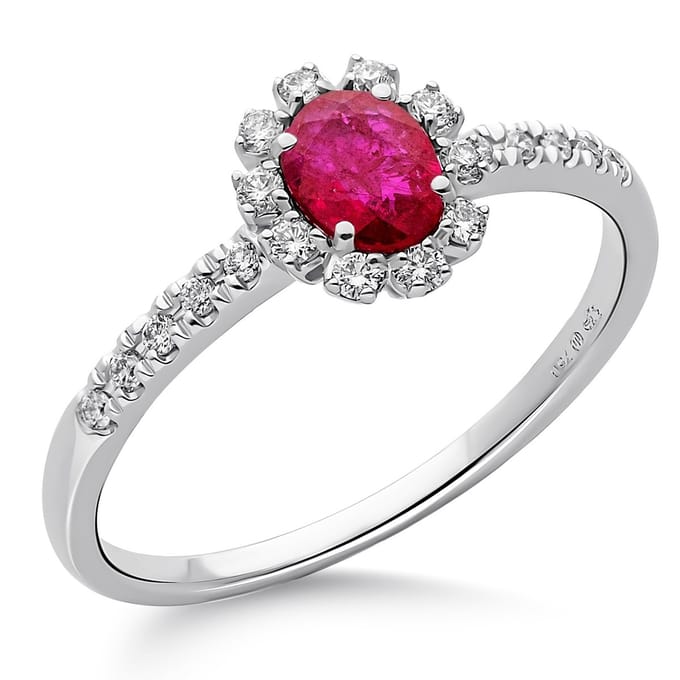 Orphelia RD-3928/RU/58 - Ring - Goud 18 kt - Diamant 0.14 ct / Robijn 0.43 ct - 18.50 mm / maat 58