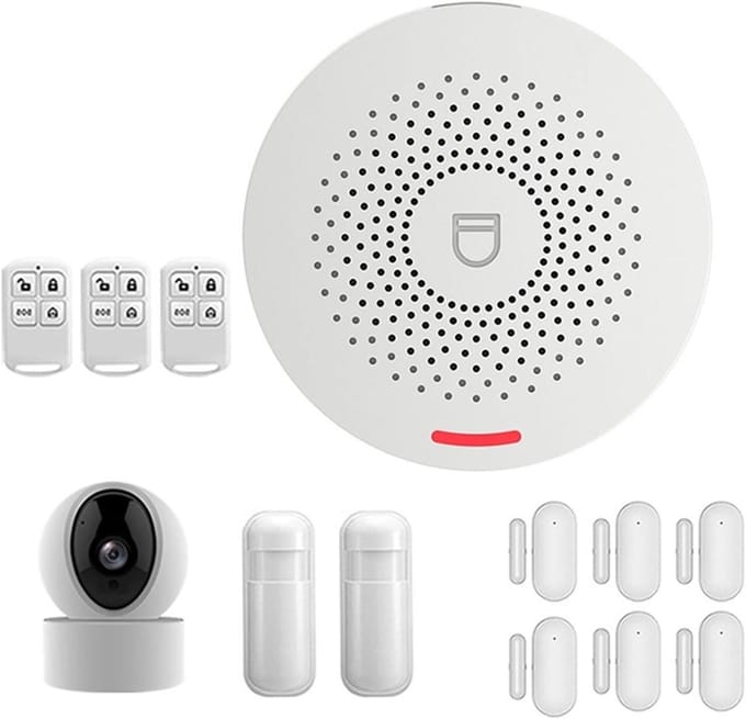 Wifi Tuya Home Security Alarmsysteem Met PIR Bewegingsdeursensor Alarmsysteem Sensorkit Compatibel(H)