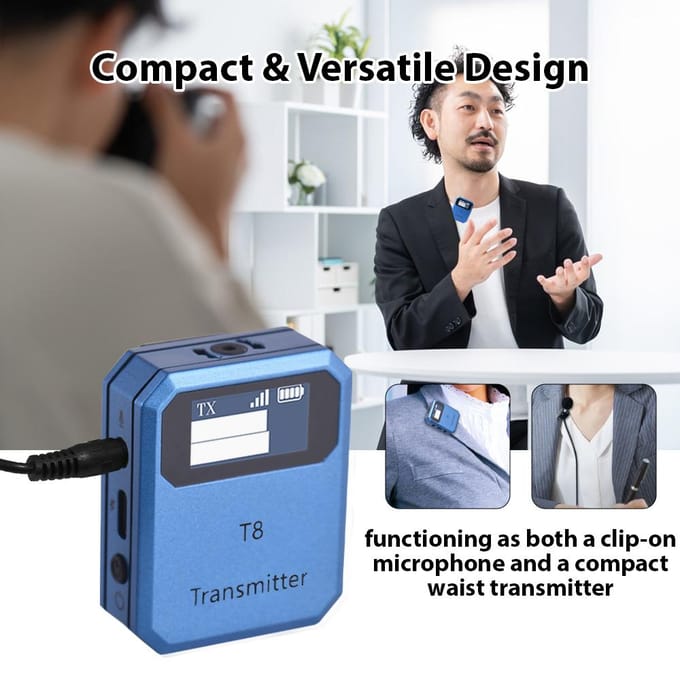 2.4G Draadloos Microfoonsysteem Lavalier Microfoon Zender Ontvanger Ingebouwde Ruisreductie zwart