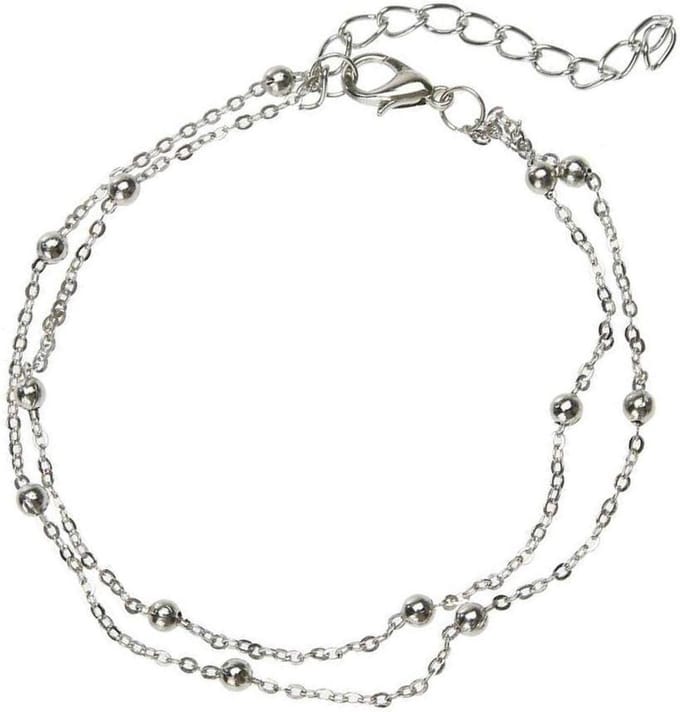 Fako Bijoux® - Enkelbandje - Enkelsieraad - Balletjes Duo - Zilverkleurig