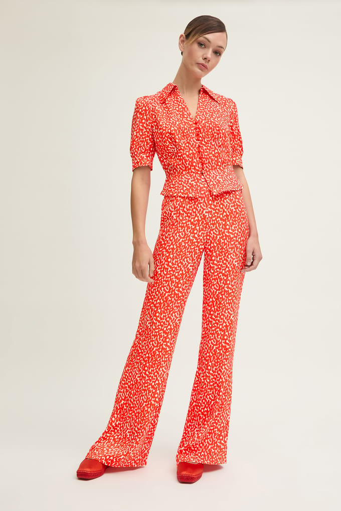 LK Bennett Tr Sophie Ikat Spot Tr Red Größe: 14 | Stoffhosen Outlet | Damen | Rot
