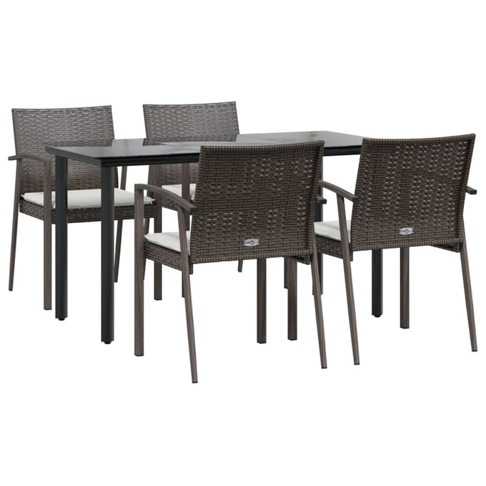vidaXL - 5-delige - Tuinset - met - kussens - poly - rattan - en - staal