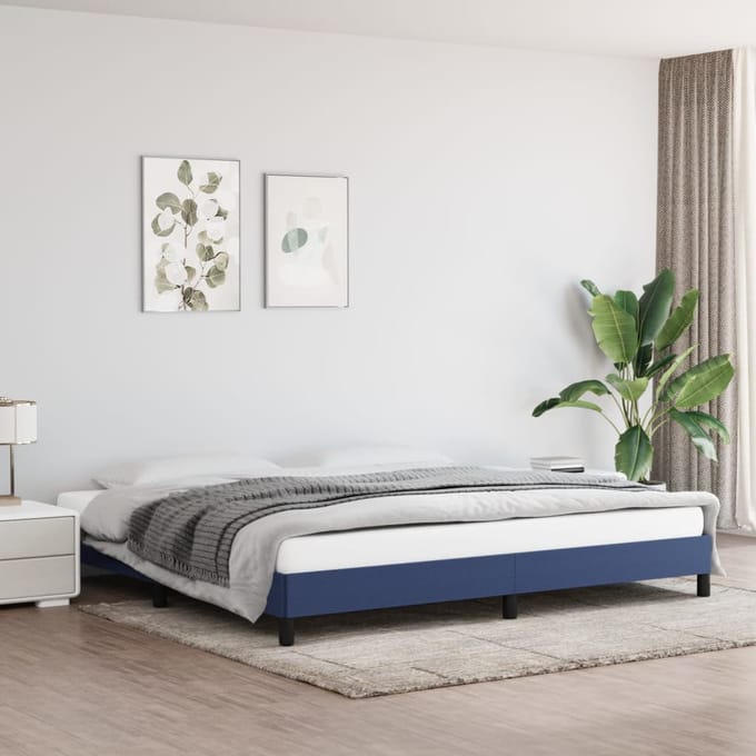 vidaXL - Bedframe - zonder - matras - stof - blauw - 200x200 - cm