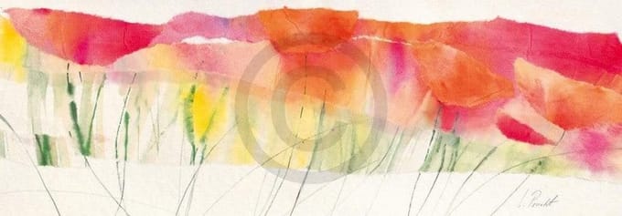 Kunstdruk Marta Peuckert - Poppy ribbon red 100x35cm