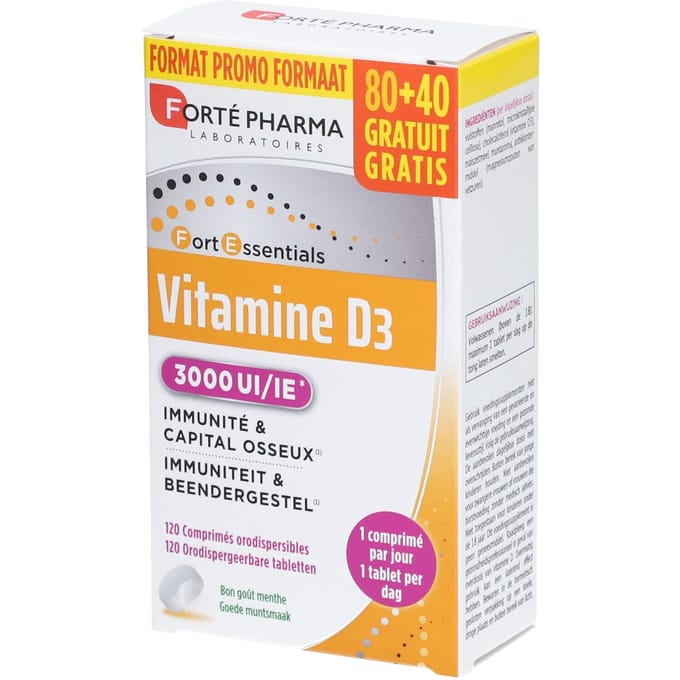 Forté Pharma Vitamine D3 3000UI + 40 Tabletten GRATIS 1
