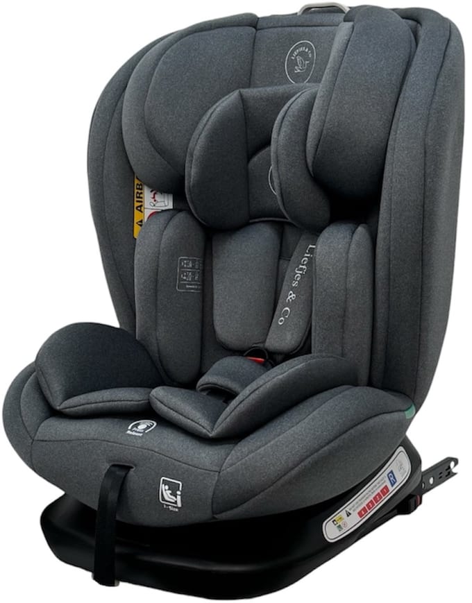 Liefjes & Co Growsafe Autostoel – i-Size 4-in-1 – 360° Draaibaar – ISOFIX & Top Tether – Groep 0/1/2/3 (40–150 cm) Grijs