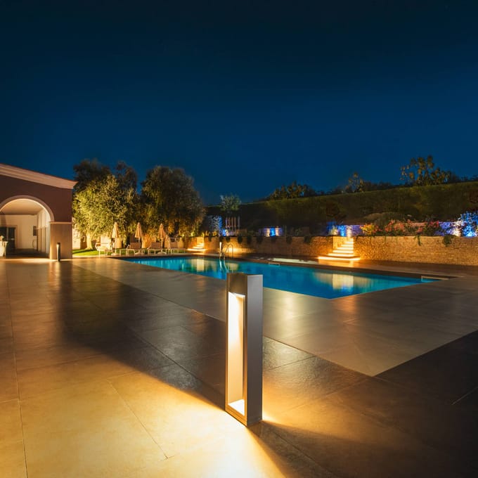 SLV Quad Pole LED tuinpadverlichting, antraciet, aluminium, hoogte 90 cm