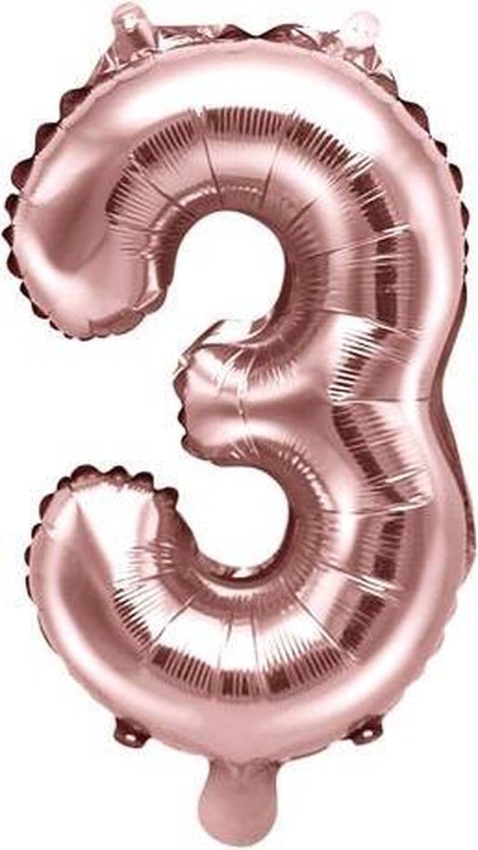 PARTYDECO - Kleine roségouden aluminium cijfer ballon