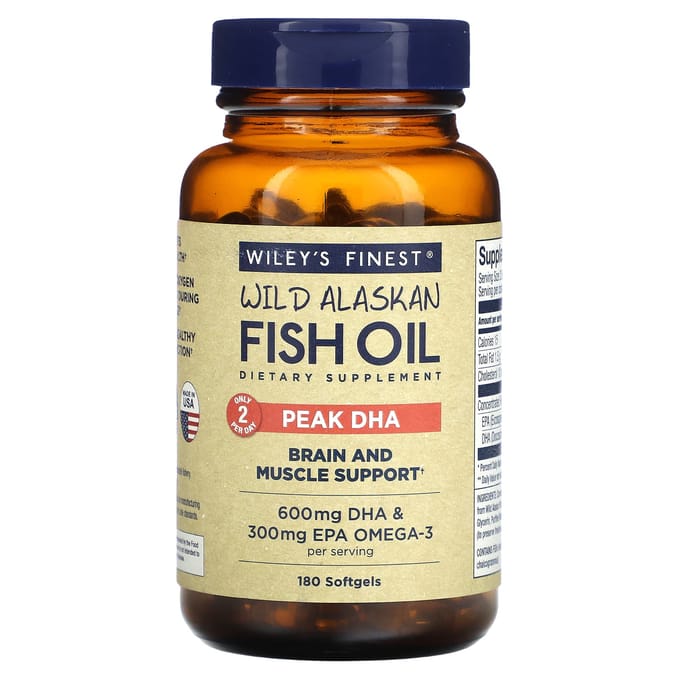 Wiley's Finest, Wilde Alaskaanse Visolie, DHA Premium Kwaliteit, 180 Softgels