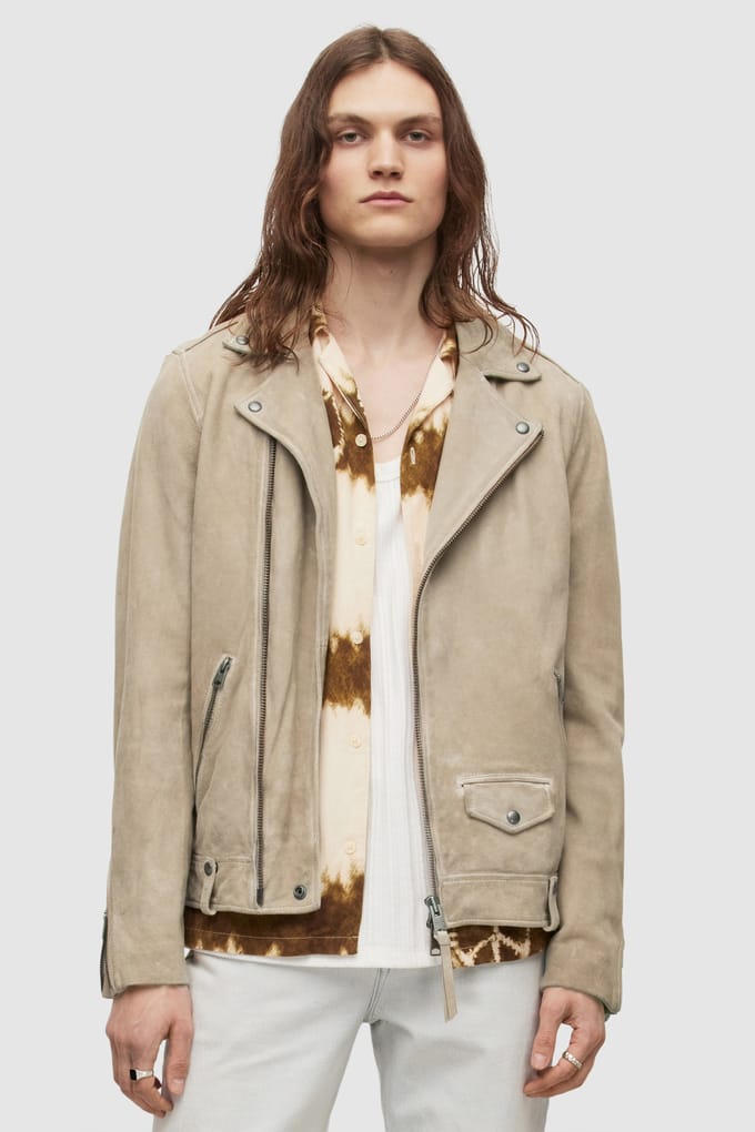 AllSaints Milo Biker Pampas White Taglia: S | Giacche di pelle Outlet | Uomo | Bianco