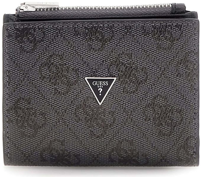 GUESS portemonnee Milano Bifold Top Zip Wallet Black donkergrijs