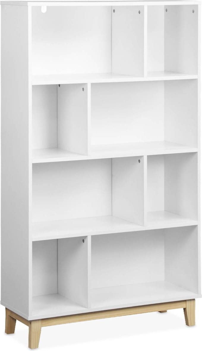 sweeek - Boekenkast 8 vakken op 4 niveaus houtdecor 80cm - floki