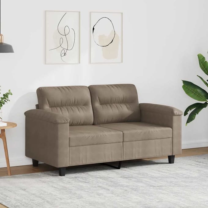 Vidaxl Bank 2-Persoons, Kleur Taupe, 120 Cm, Bekleed met Microvezel