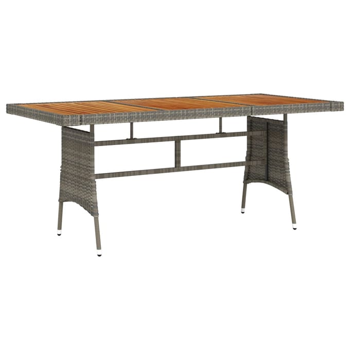 vidaXL - Tuintafel - 160x70x72 - cm - poly - rattan - en - massief - acaciahout - grijs