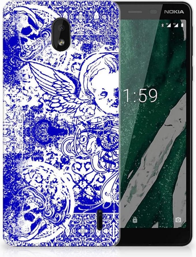 Silicone Back Case Nokia 1 Plus Angel Skull Blauw
