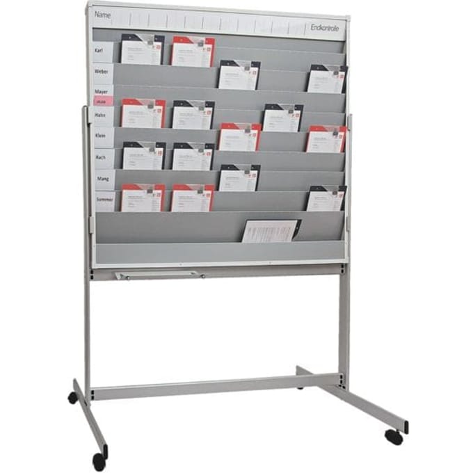 Verrijdbaar Werkorder planbord met 5 rijen 9 sleuven en whiteboard (9019-00125)