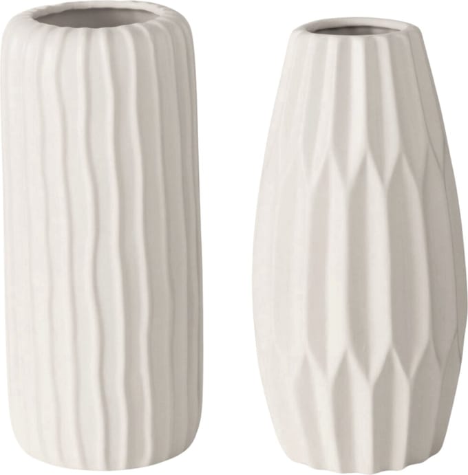 Vaas Modern Keramiek Wit 26 cm - set van 2