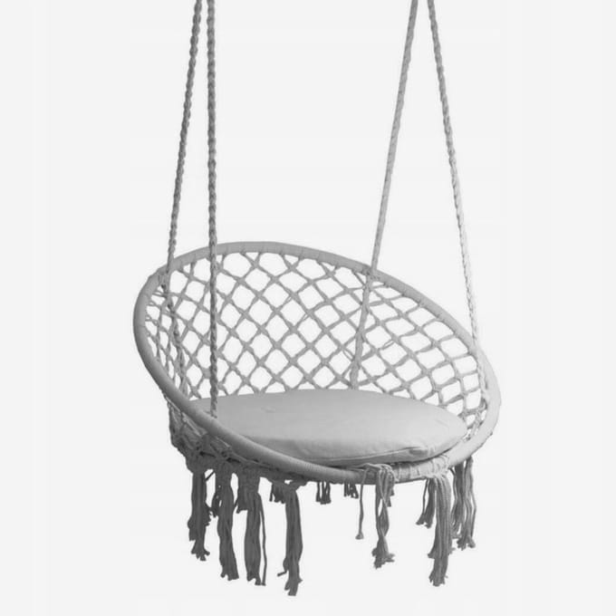 Braziliaanse schommel fauteuil hangmat stoel met kussen RIO GRIJS