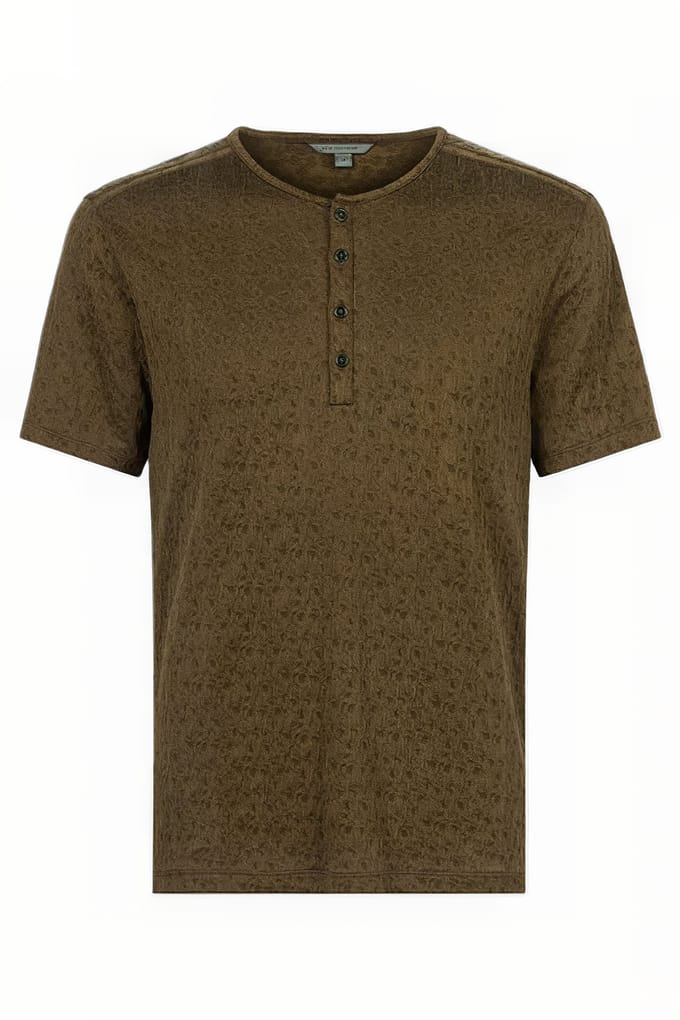 John Varvatos Stanton Regular Fit Ss Henley With Textu Soil Taglia: M | Magliette basic Outlet | Uomo | Bianco