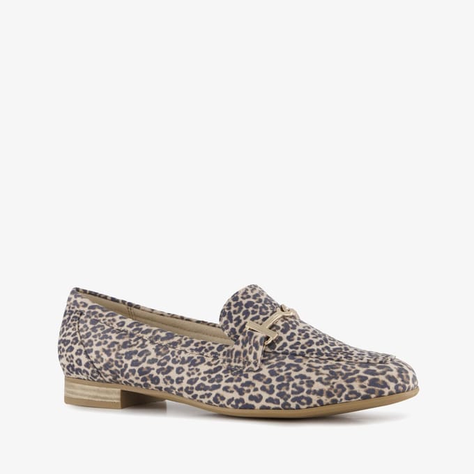 Marco Tozzi dames loafers met panterprint beige bruin - Maat 37