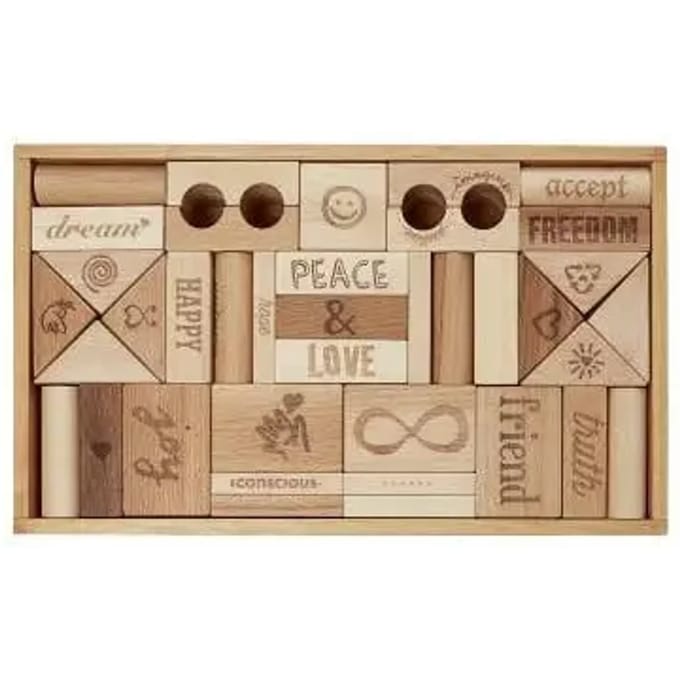 Bouwblokken Wooden Story Peace & Love (x72)