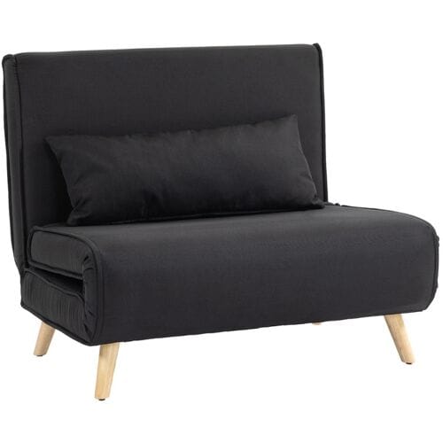 HOMCOM - Scandinavische - Loungestoel - Zwart - Verstelbare Rugleuning