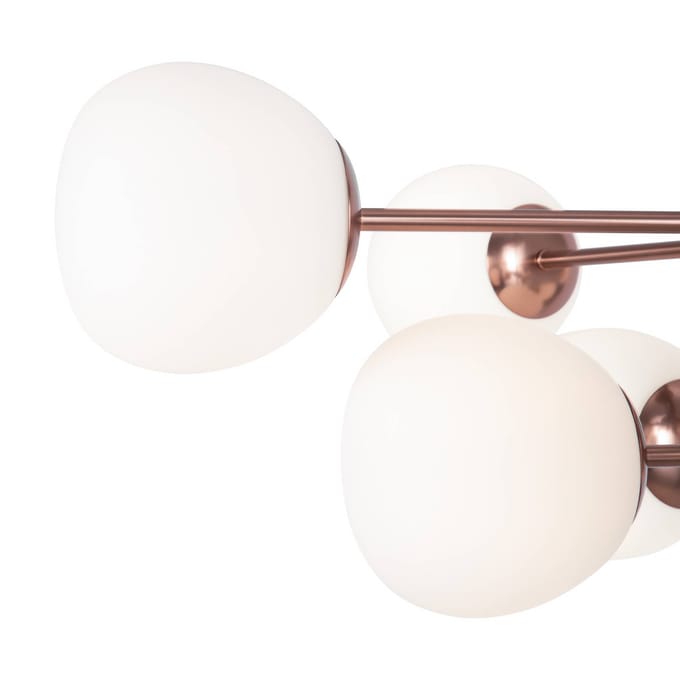 Maytoni plafondlamp Erich, messing rosé, glas/metaal 10-lamps.