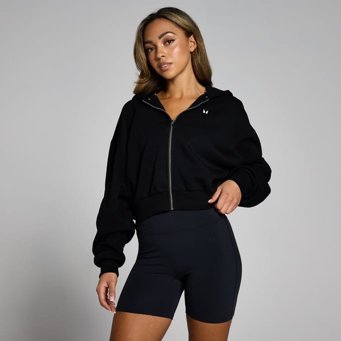 MP Basics gecropte hoodie met rits voor dames - Zwart - M