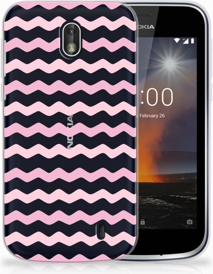 Nokia 1 TPU bumper Waves Roze