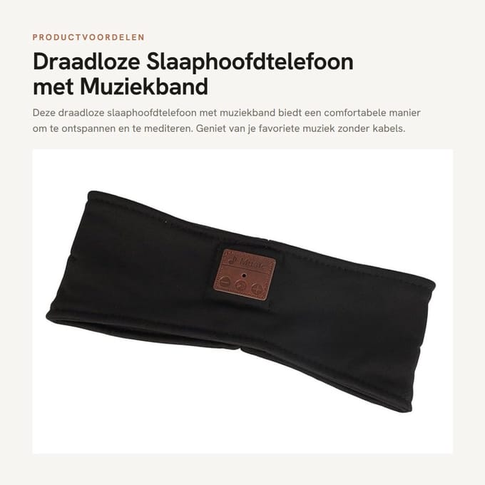 Dailygoods - Draadloze Slaaphoofdtelefoon met Muziekband voor Ontspanning