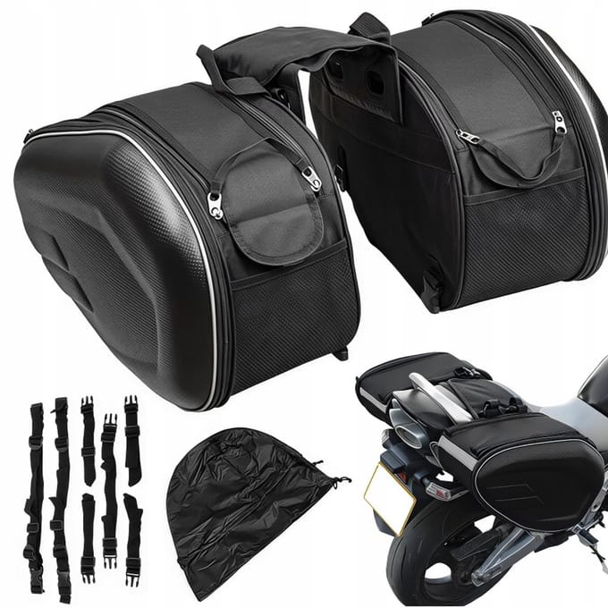 EtuiTab 38–58L Serie - Waterdichte Motorfiets Tas - Zwart - Carbon Design