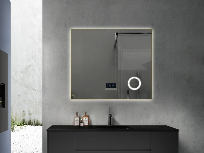 Mawialux LED Badkamerspiegel - Bluetooth - 80x70cm - Goud - Noël