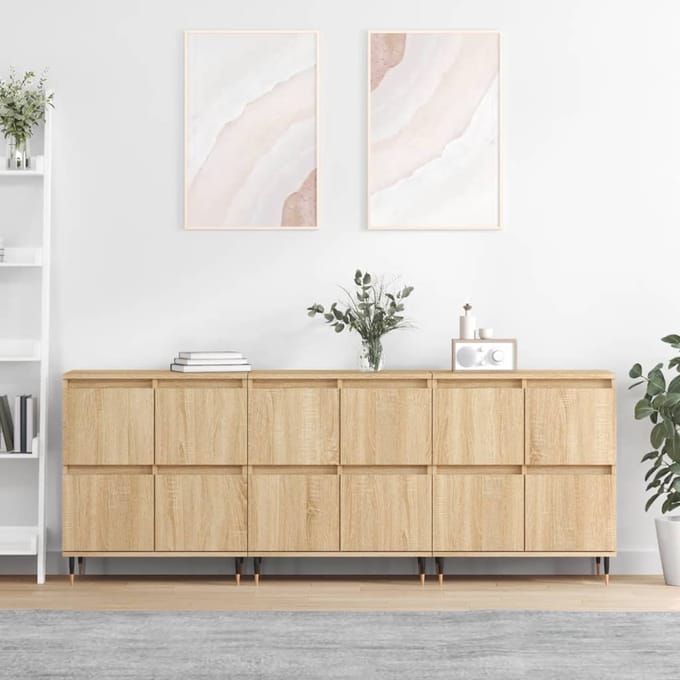vidaXL Dressoirs 3 st bewerkt hout sonoma eiken