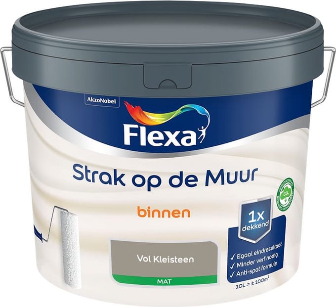 Flexa - Strak Op De Muur Binnen Mat - Vol Kleisteen - Mengverf - 10 L