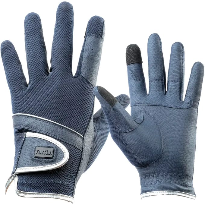 Technische stof en zilveren handschoenen Tattini