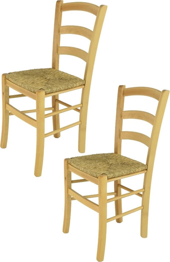 Tommychairs Venice - Eetkamerstoelen - Set van 2 - Naturel - Rotan & Hout