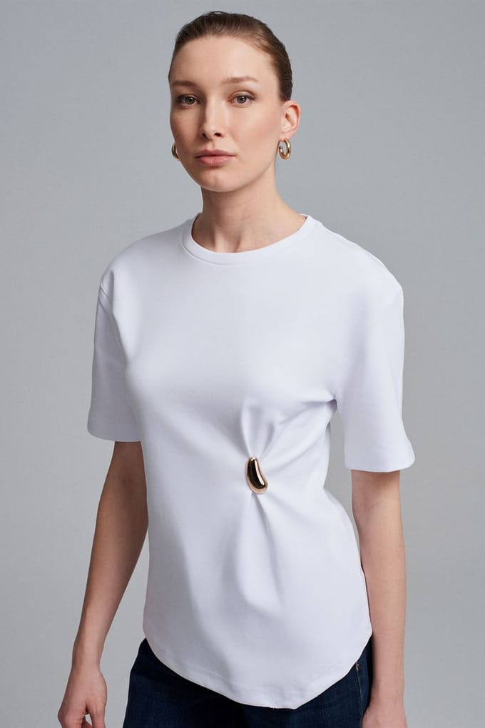 Dames T-shirt met ronde hals en korte mouwen