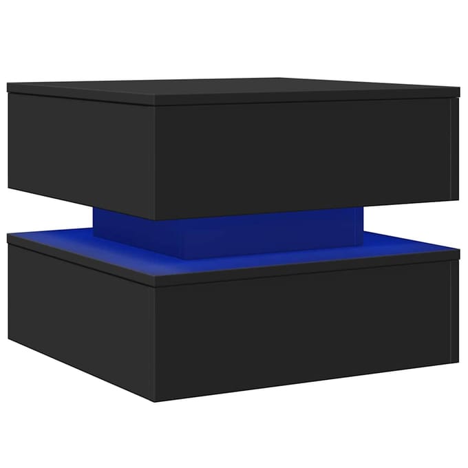 vidaXL - Salontafel - met - LED-verlichting - 50x50x40 - cm - zwart