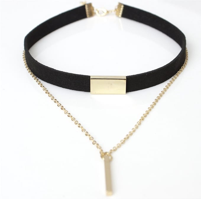 Cabantis Choker met staaf - Ketting dames – Sieraden - Cadeau - Choker - Goudkleurig