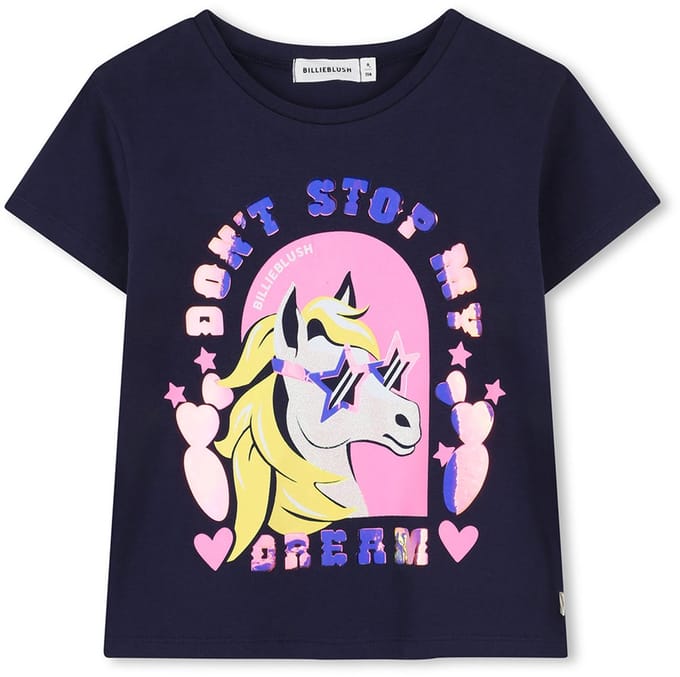 Billieblush - T-Shirt Horse - Blauw - Maat 128