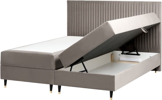 DAME - Boxspringbed - Taupe - 180 x 200 cm - Fluweel