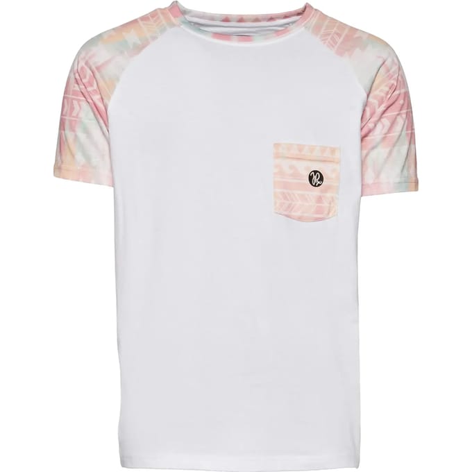 Just Rhyse Pocosol Raglan-T-shirt JRTS664WHTPNK
