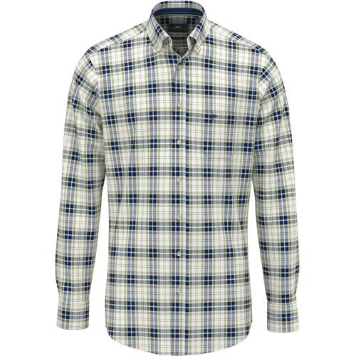 Fynch-Hatton Overhemd Oxford Check Button-Down Harbor Blue / male